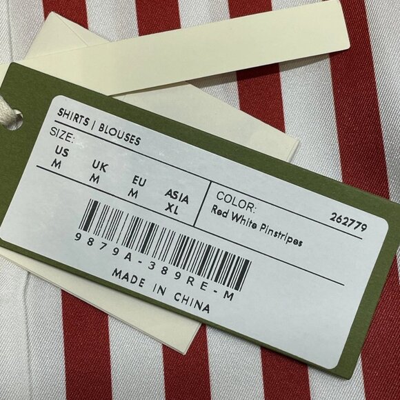 Lilysilk Women’s Silk Button‑Down Top Red/White Stripes Size M - Picture 7 of 9